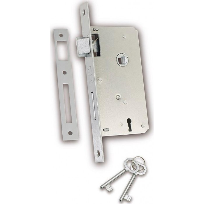 Domus - Piccolo Recessed Mezzanine Lock with Centers 40-70 without Silver Finish - 80640