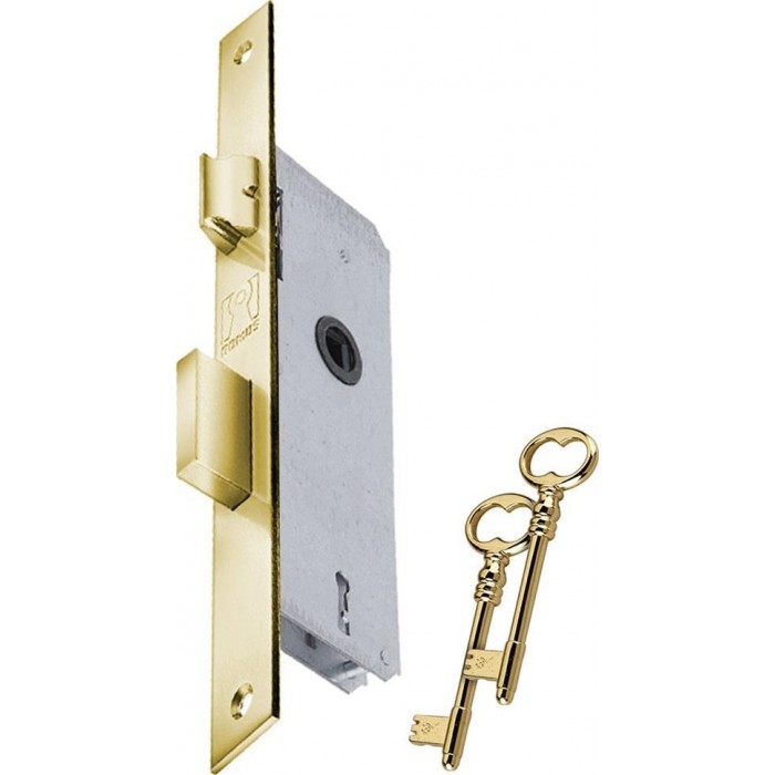 Domus - Recessed Lock Mezzanine Door 40x75mm with 2 Keys Golden - 80140