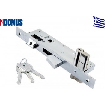 Domus - Χωνευτή Κλειδαριά Μαχαιρωτή 35mm με Ρυθμιζόμενη Γλώσσα και Κύλινδρο 75mm Ασημί - 914357K