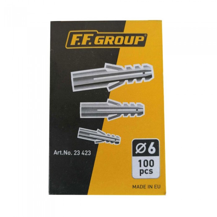 F.F. Group - Plugs Plastic Black No 6 100PCS - 23423 F.F. Group - Plugs Plastic Black No 6 100PCS - 23423