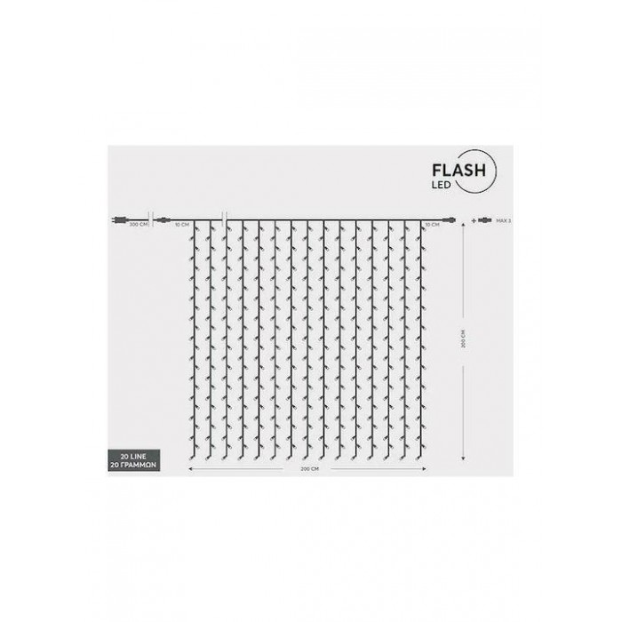 Eurolamp - 360 Χριστουγεννιάτικα Λαμπάκια LED τύπου Κουρτίνα με Διαφανές Καλώδιο Θερμό Λευκό 2mx200cm - 600-11372 Eurolamp - 360 Χριστουγεννιάτικα Λαμπάκια LED τύπου Κουρτίνα με Διαφανές Καλώδιο Θερμό Λευκό 2mx200cm - 600-11372