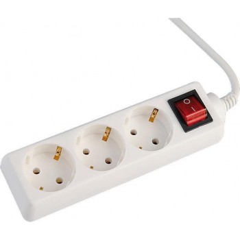 Eurolamp - 3 Position Multi-Socket with Switch and Cable 1.5m White - 147-62211