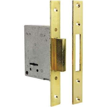 Cisa - Χωνευτή Κλειδαριά 2 στροφών για ξύλινες πόρτες με 3 κλειδιά χρηματοκιβωτίου χρυσή 45mm - 57220-45-0-28
