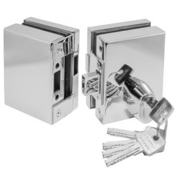 ABUS - 9470L Left Glass Door Lock with Knob and Security Cylinder 10/30 - 005336