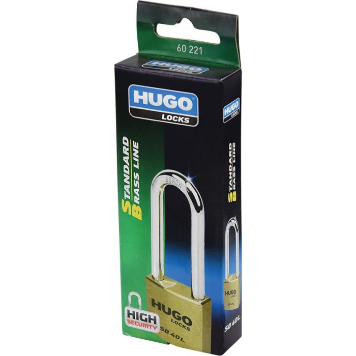 Hugo - SB50L Brass Long Neck Padlock with 2 Keys 50mm - 60222 Hugo - SB50L Brass Long Neck Padlock with 2 Keys 50mm - 60222