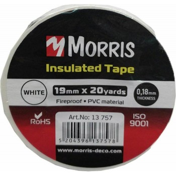 Morris - Insulating Tape White 19mmx18m - 13757
