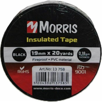 Morris - Insulating Tape Black 19mmx18m - 13758