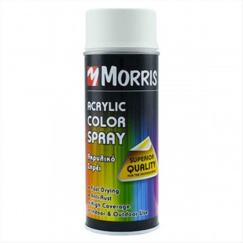 Morris - RAL 9010 Acrylic Spray Paint White with Glossy Effect 400ml - 28527