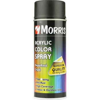 Morris - RAL 9005 Jet Black Mat Acrylic Spray Paint with Matte Effect 400ml - 28528