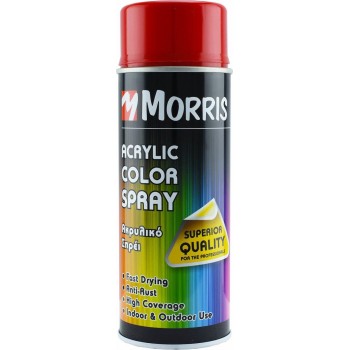 Morris - RAL 3000 Acrylic Flame Red Spray Paint with Glossy Effect 400ml - 33461