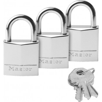Master Lock - 639EURTRI ΣΕΤ Μπρούτζινα Επινικελωμένα Λουκέτα Πέταλο με Κλειδί 30mm 3ΤΜΧ - 639330112