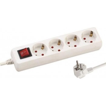 Eurolamp - 4-Position Power Strip with Switch and Cable 1.5m White - 147-62212