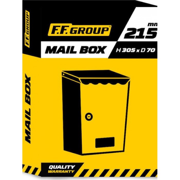 F.F. Group - Γραμματοκιβώτιο Εξωτερικού Χώρου Μεταλλικό Μαύρο 30.5x7x21.5cm - 40272