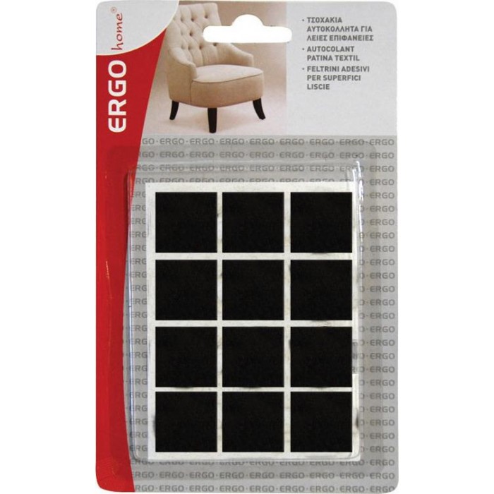 ERGO - Τσοχάκια Τετράγωνα με Αυτοκόλλητο 24x24mm 12τμχ Καφέ - 570600.0006 ERGO - Τσοχάκια Τετράγωνα με Αυτοκόλλητο 24x24mm 12τμχ Καφέ - 570600.0006