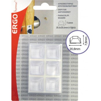 ERGO - Διάφανοι Τετράγωνοι Αποσβεστήρες Κρούσεως με Αυτοκόλλητο 20,6x20,6mm 6ΤΜΧ - 570608.0008