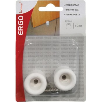 ERGO - STOP DOOR PLASTIC WHITE 28mm 2PCS - 570609.0001