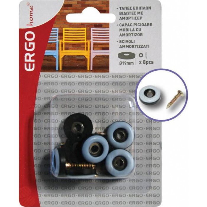 ERGO - Round Plugs with Screw and Diameter 19mm 8PCS - 570607.0000 ERGO - Round Plugs with Screw and Diameter 19mm 8PCS - 570607.0000