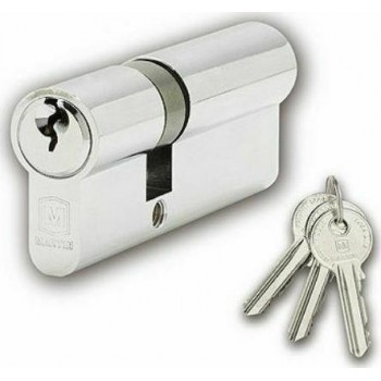 Martin - Αφαλός Ασφαλείας για Τοποθέτηση σε Κλειδαριά 54mm 27x27 με 3 Κλειδιά Ασημί - 07154