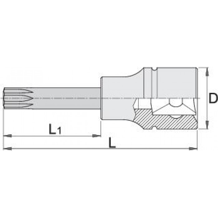 Unior - 192/2ZXL Μακρύ Καρυδάκι με Μύτη Spline , Μέγεθος M6 και Καρέ Υποδοχής 1/2inch - 612171