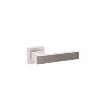 CONVEX - 2185 ROR PAIR OF DOOR HANDLES WITH ROSETTE AND KEY MOUTHPIECES MATT WHITE / CONCRETE - 2185-S06W12