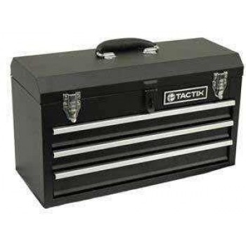 TACTIX tool metal with three drawers aluminium and metal clips 321102