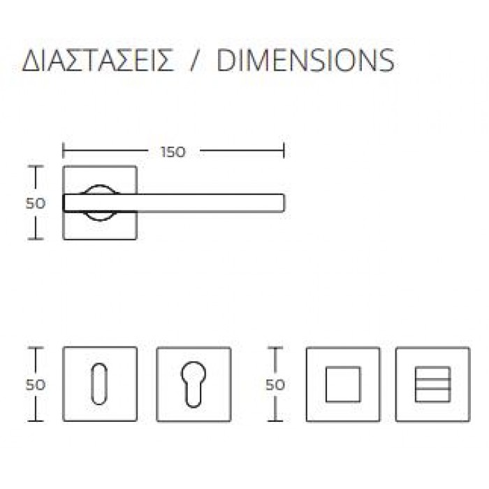 CONVEX - 2165 ROR ΖΕΥΓΟΣ ΧΕΙΡΟΛΑΒΩΝ ΠΟΡΤΑΣ ΜΕ ΡΟΖΕΤΑ ΚΑΙ ΕΠΙΣΤΟΜΙΑ ΚΛΕΙΔΙΟΥ ΜΑΤ ΧΡΩΜΙΟ - 2165-S24S24