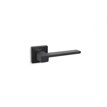 CONVEX - 1535 ROR PAIR OF DOOR HANDLES WITH ROSETTE AND KEY MOUTHPIECES MATT BLACK - 1535-S19S19