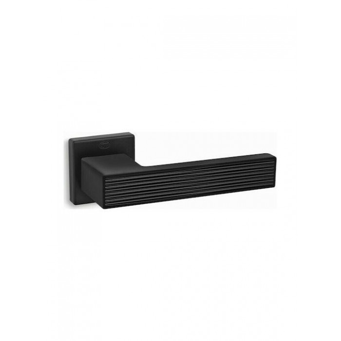 CONVEX - 2185C ROR PAIR OF DOOR HANDLES WITH ROSETTE AND KEY MOUTHPIECES MATT BLACK - 2185C-S19S19