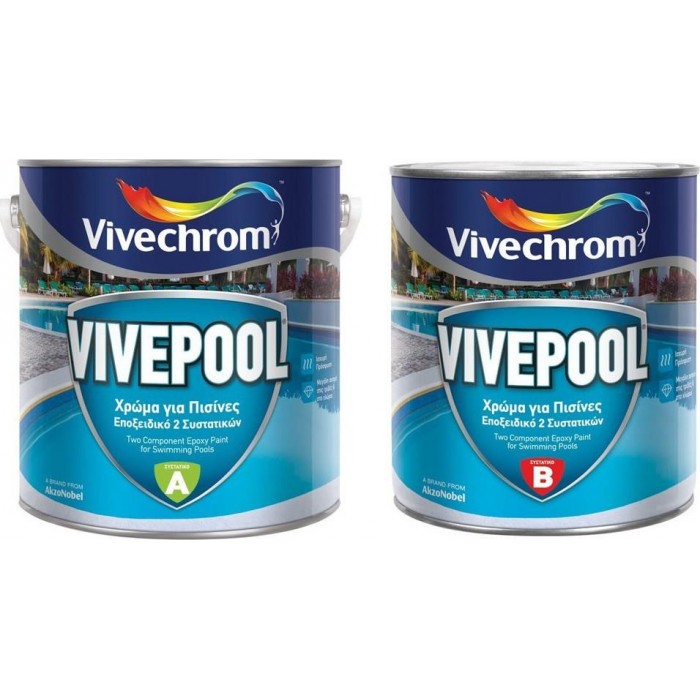 VIVECHROM - VivePool A+B / Εποξειδικό Χρώμα Διαλύτου 2 Συστατικών για Πισίνες Θαλασσί 3,75lt - 06512
