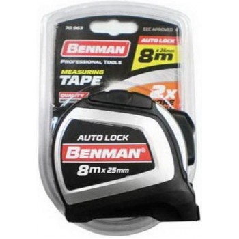 Benman - Tape Measure with Automatic Reset and Magnet 25mmX8m - 70963 Benman - Tape Measure with Automatic Reset and Magnet 25mmX8m - 70963