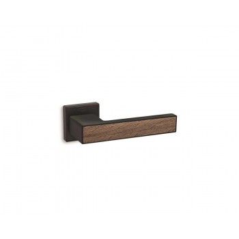 CONVEX - 2185 ROR PAIR OF DOOR HANDLES WITH ROSETTE AND KEY MOUTHPIECES MATT BLACK / SHERWOOD - 2185-S19W13