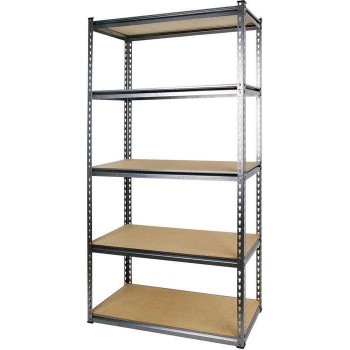 TACTIX Metal shelf with 5 shelves from chipboard (329016) 86, 5X35, 5X183Cm
