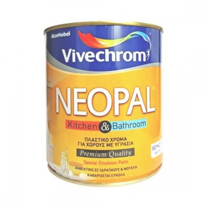 VIVECHROM - Neopal Kitchen & Bathroom Eco / Αντιμικροβιακό & Αντιμυκητιακό Οικολογικό Λευκό Χρώμα για Χώρους με Υγρασία 750ml -