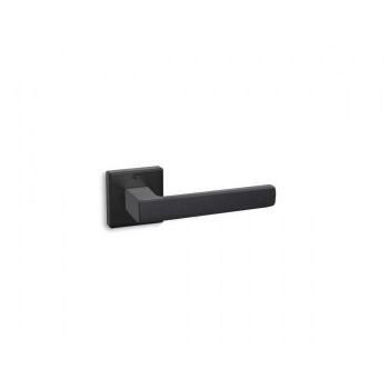 CONVEX - 1605 ROR PAIR OF DOOR HANDLES WITH ROSETTE AND KEY MOUTHPIECES MATT BLACK - 1605-S19S19