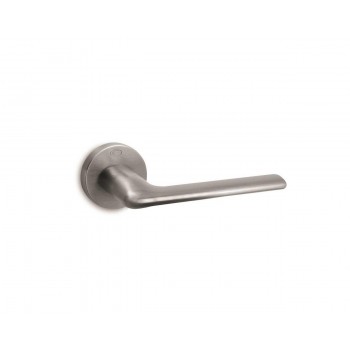 CONVEX - 1485 ROR PAIR OF DOOR HANDLES WITH ROSETTE AND KEY MOUTHPIECES MATT CHROME - 1485-S24S24