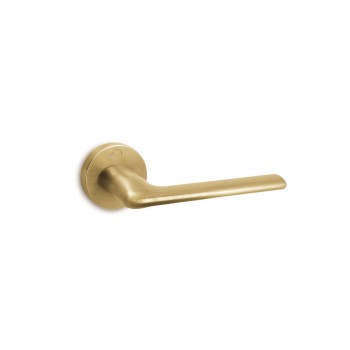 CONVEX - 1485 ROR PAIR OF DOOR HANDLES WITH MATT BRASS ROSETTE AND KEY MOUTHPIECES - 1485-S02S02