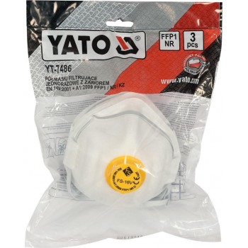 YATO - ΣΕΤ Μάσκες Μισού Προσώπου με Βαλβίδα FFP1 3ΤΜΧ - YT-7486