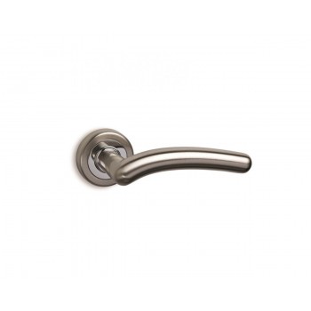 CONVEX - 245 ROR PAIR OF DOOR HANDLES WITH ROSETTE AND KEY MOUTHPIECES MATT NICKEL / CHROME - 245-S05S04