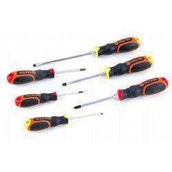 TACTIX screwdrivers, straight and cross (Phillips) set of 6 PCs. With anti-slip handle 205401