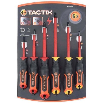 TACTIX screwdrivers Cr-V, straight and Cross (Phillips), set of 6 PCs, with 