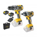 F.F. Group - Σετ Κρουστικό Δραπανοκατσάβιδο & Παλμικό Κατσαβίδι 20V με 2 Μπαταρίες 4Ah και Θήκη - 46567