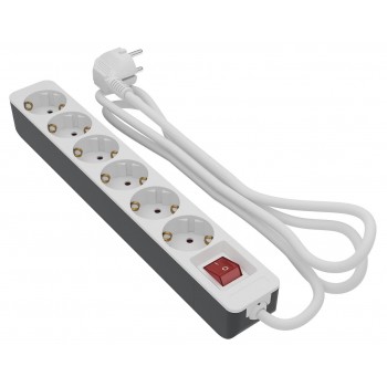 Bulle - 6 Position Power Strip with Switch and Cable 3m White - 607045