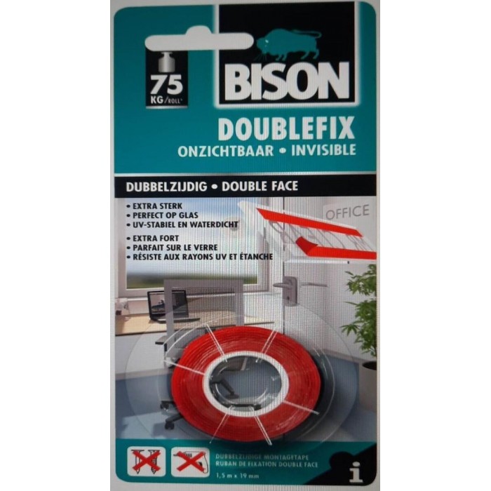 Bison - Double Fix Αυτοκόλλητη Αφρώδης Ταινία Διπλής Όψης Λευκή 19mmx1.5m - 7000802
