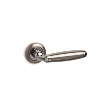 CONVEX - 205 ROR PAIR OF DOOR HANDLES WITH ROSETTE AND KEY MOUTHPIECES MATT NICKEL / CHROME - 205-S05S04