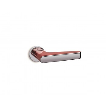 CONVEX - 2015 ROR PAIR OF DOOR HANDLES WITH ROSETTE AND KEY MOUTHPIECES CHROME / RED - 2015-S04S14