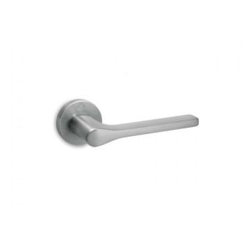 CONVEX - 1515 ROR PAIR OF DOOR HANDLES WITH ROSETTE AND KEY MOUTHPIECES MATT CHROME - 1515-S24S24