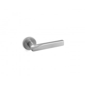 CONVEX - 1775 ROR PAIR OF DOOR HANDLES WITH ROSETTE AND KEY MOUTHPIECES MATT CHROME - 1775-S24S24