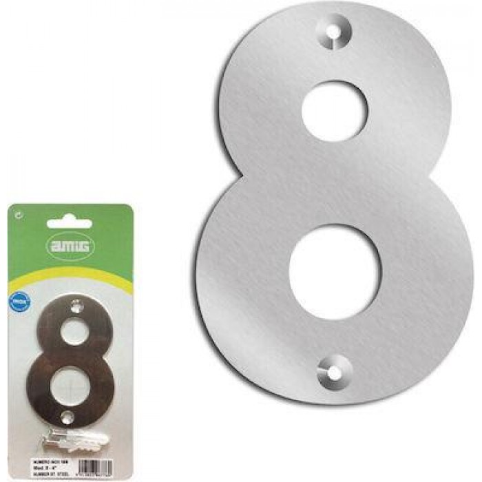 AMIG - ΑΡΙΘΜΟΣ ΣΠΙΤΙΟΥ INOX 4inch-10cm No 8 - 27886