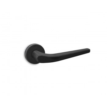 CONVEX - 1505 ROR PAIR OF DOOR HANDLES WITH ROSETTE AND KEY MOUTHPIECES MATT BLACK - 1505-S19S19