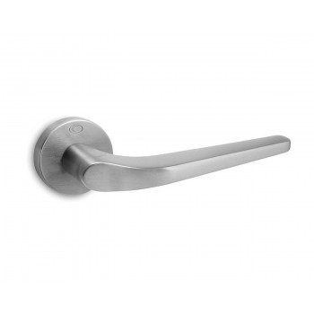 CONVEX - 1505 ROR PAIR OF DOOR HANDLES WITH ROSETTE AND KEY MOUTHPIECES MATT CHROME - 1505-S24S24